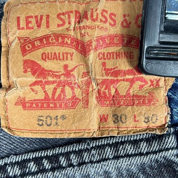 🔥🔥 Vintage 90s Levi’s 501 Denim Black/Blue Jeans Mens Sz 30x30 - GOOD Conditio - Picture 12 of 14